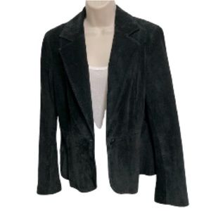 Liz CLAIBORNE SUEDE Black Blazer Coat Jacket Womens Size 12